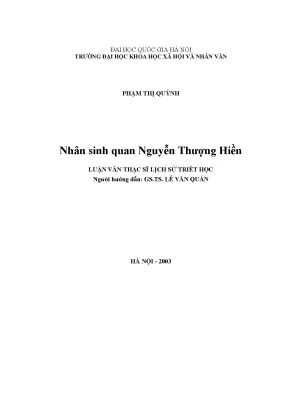 Luận văn thạc sĩ nhân sinh quan nguyễn thượng hiền