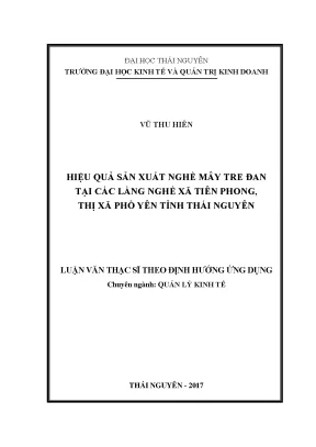 Luận văn hiệu quả sản xuất nghề mây tre đan tại các làng nghề xã tiên phong thị xã phổ yên tỉnh thái nguyên