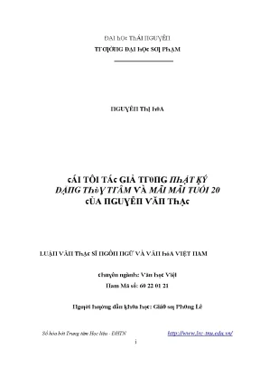 Luận văn cái tôi tác giả trong nhật ký đặng thùy trâm và mãi mãi tuổi 20 của nguyễn văn thạc