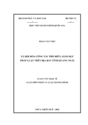Luận văn xã hội hóa công tác phổ biến giáo dục pháp luật trên địa bàn tỉnh quảng ngãi