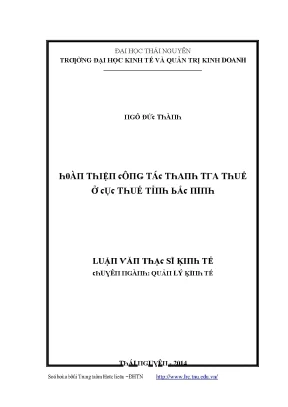 Luận văn hoàn thiện công tác thanh tra thuế ở cục thuế tỉnh bắc ninh