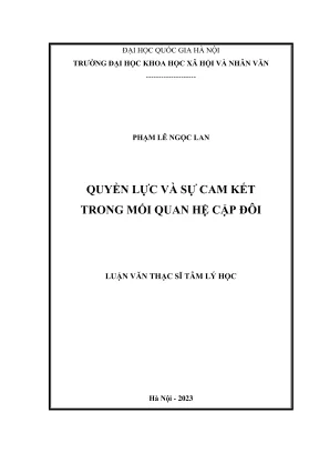Luận văn thạc sĩ tâm lý học quyền lực và sự cam kết trong mối quan hệ cặp đôi
