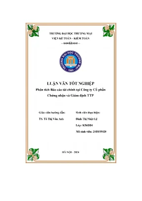 Luận văn tốt nghiệp phân tích báo cáo tài chính tại công ty cổ phần chứng nhận và giám định ttp