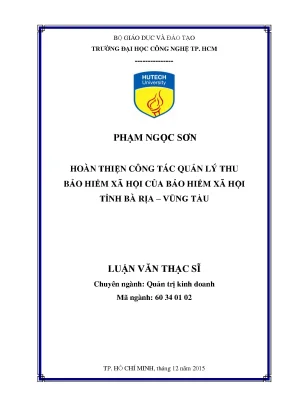 Luận văn hoàn thiện công tác quản lý thu bảo hiểm xã hội tại bhxh tỉnh bà rịa vũng tàu