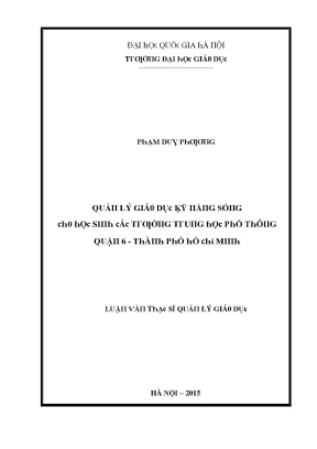Luận văn quản lý giáo dục kỹ năng sống cho học sinh các trường trung học phổ thông quận 6 thành phố hồ chí minh
