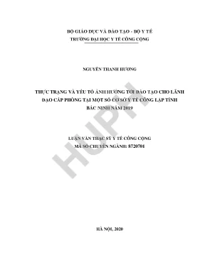 Thực trạng và một số yếu tố ảnh hưởng tới đào tạo cho lãnh đạo cấp phòng tại một số cơ sở y tế công lập tỉnh bắc ninh năm 2019