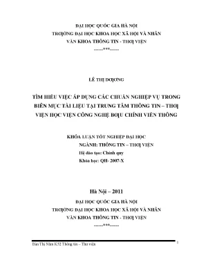 Luận văn thạc sĩ tìm hiểu việc áp dụng các chuẩn nghiệp vụ trong biên mục tài liệu tại trung tâm thông tin thư viện học viện công nghệ bưu chính vi