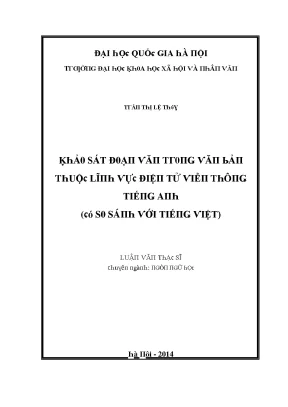 Luận văn khảo sát đoạn văn trong văn bản thuộc lĩnh vực điện tử viễn thông tiếng anh có so sánh với tiếng việt