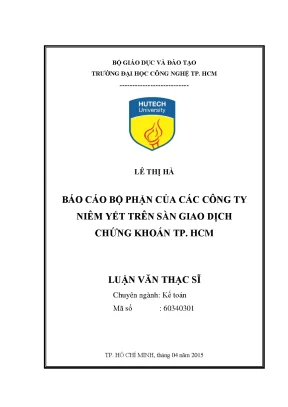 Luận văn báo cáo bộ phận của các công ty niêm yết trên sàn giao dịch chứng khoán tp hcm