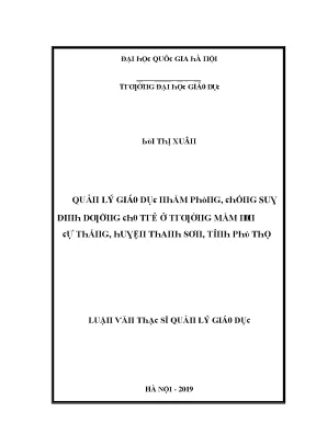 Luận văn quản lý giáo dục nhằm phòng chống suy dinh dưỡng cho trẻ ở trường mầm non cự thắng huyện thanh sơn tỉnh phú thọ