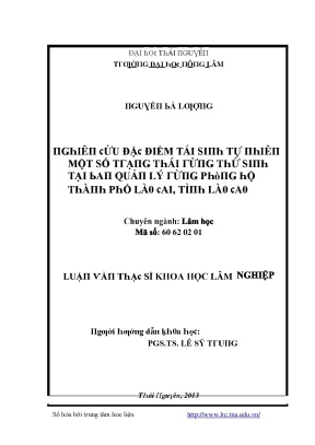 Luận văn nghiên cứu đặc điểm tái sinh tự nhiên một số trạng thái rừng thứ sinh tại ban quản lý rừng phòng hộ thành phố lào cai tỉnh lào cai