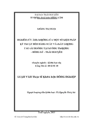 Luận văn nghiên cứu ảnh hưởng của một số biện pháp kỹ thuật đến năng suất và chất lượng rau cải ngồng tại huống thượng đồng hỷ thái nguyên
