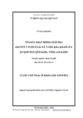 Luận văn tổ chức hoạt động giáo dục cho trẻ 5 tuổi ở các xã vùng khó khăn của huyện nguyên bình tỉnh cao bằng