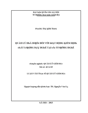 Luận văn quản lý nhà nước đối với hoạt động kiểm định chất lượng dạy nghề tại các trường nghề