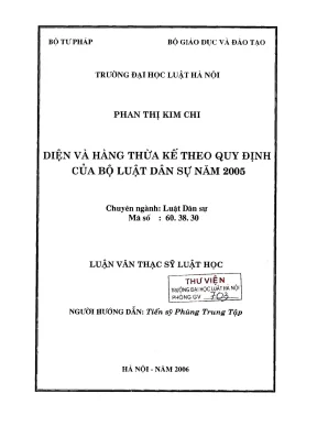 Luận văn thạc sĩ luật học diện và hàng thừa kế theo quy định của bộ luật dân sự 2005