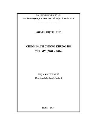 Luận văn thạc sĩ chính sách chống khủng bố của mỹ 2001 2014