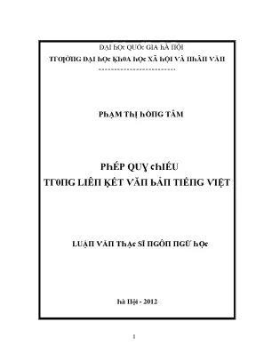 Luận văn phép quy chiếu trong liên kết văn bản tiếng việt
