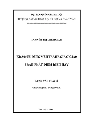 Luận văn khảo cứu dòng mến thánh giá ở giáo phận phát diệm hiện nay