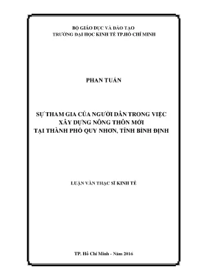 Luận văn thạc sĩ kinh tế sự tham gia của người dân trong việc xây dựng ntm tại thành phố quy nhơn tỉnh bình định