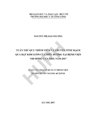 Tuân thủ quy trình tiêm và truyền tĩnh mạch qua đặt kim luồn của điều dưỡng tại bệnh viện nhi đồng cần thơ năm 2017