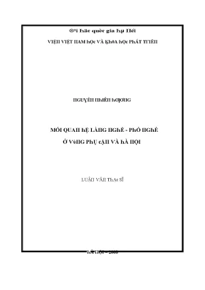 Luận văn mối quan hệ làng nghề phố nghề ở vùng phụ cận và hà nội
