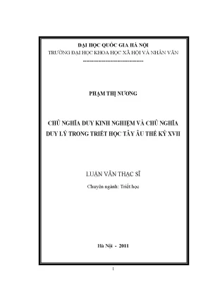 Luận văn thạc sĩ chủ nghĩa duy kinh nghiệm và chủ nghĩa duy lý trong triết học tây âu thế kỷ xvii