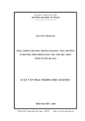Luận văn phát triển chương trình giáo dục nhà trường ở trường phổ thông dân tộc nội trú thpt tỉnh tuyên quang