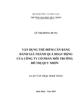 Luận văn vận dụng thẻ điểm cân bằng đánh giá thành quả hoạt động của công ty cổ phần môi trường đô thị quy nhơn
