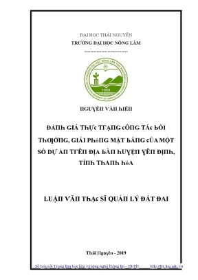 Luận văn đánh giá thực trạng công tác bồi thường giải phóng mặt bằng của một số dự án trên địa bàn huyện yên định tỉnh thanh hóa