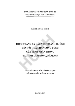 Thực trạng và các yếu tố ảnh hưởng đến tái hòa nhập cộng đồng của bệnh nhân phong tại tỉnh lâm đồng năm 2017
