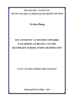 Luận văn thạc sĩ lý luận và phương pháp dạy học môn tiếng anh efl students attitudes towards e learning at hoang van thu secondary school in ho chi minh city