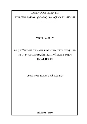 Luận văn phụ nữ nghèo ở thành phố vinh tỉnh nghệ an thực trạng nguyên nhân và chiến lược thoát nghèo