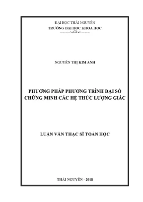 Luận văn phương pháp phương trình đại số chứng minh các hệ thức lượng giác