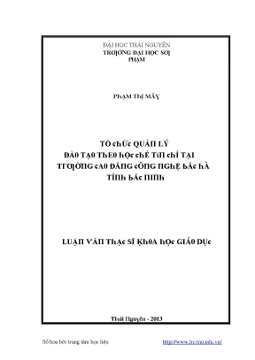 Luận văn tổ chức quản lý đào tạo theo học chế tín chỉ tại trường cao đẳng công nghệ bắc hà tỉnh bắc ninh