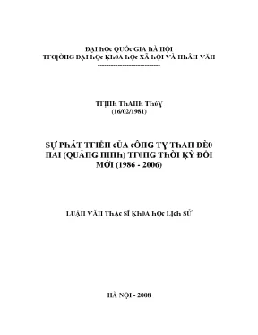 Luận văn sự phát triển của công ty than đèo nai quảng ninh trong thời kỳ đổi mới 1986 2006