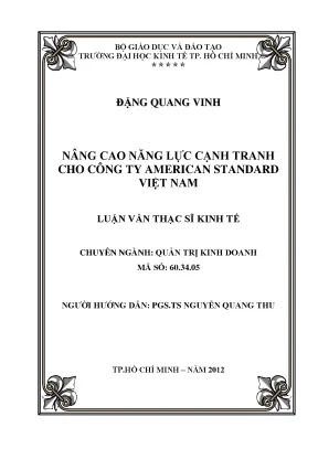 Luận văn nâng cao năng lực cạnh tranh cho công ty american standard việt nam luận văn thạc sĩ