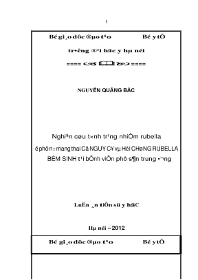 Luận văn nghiên cứu tình trạng nhiễm rubella ở phụ nữ mang thai có nguy cơ và hội chứng rubella bẩm sinh tại bệnh viện phụ sản trung ương