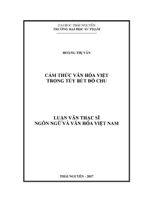Luận văn cảm thức văn hóa việt trong tùy bút đỗ chu