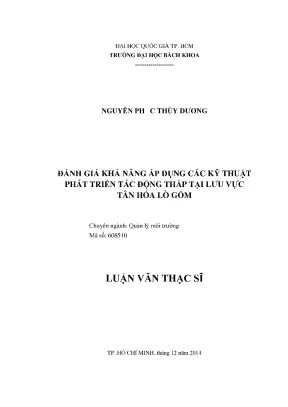 Luận văn thạc sĩ quản lý môi trường đánh giá khả năng áp dụng các kỹ thuật phát triển tác động thấp tại lưu vực tân hóa lò gốm