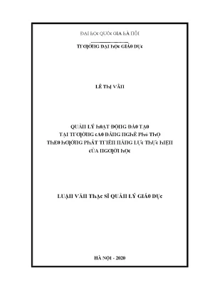 Luận văn quản lý hoạt động đào tạo tại trường cao đẳng nghề phú thọ theo hướng phát triển năng lực thực hiện của người học