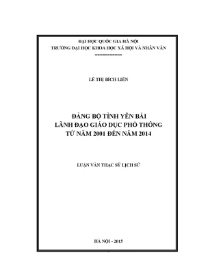 Luận văn thạc sĩ đảng bộ tỉnh yên bái lãnh đạo giáo dục trung học phổ thông từ năm 2001 đến năm 2014