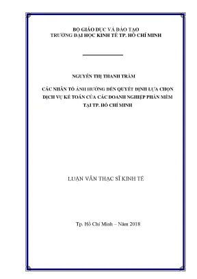 Luận văn các nhân tố ảnh hưởng đến quyết định lựa chọn dịch vụ kế toán của các doanh nghiệp phần mềm tại tp hồ chí minh