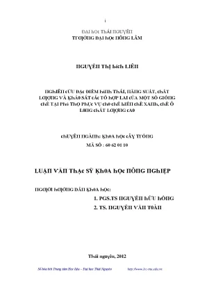 Luận văn nghiên cứu đặc điểm hình thái năng suất chất lượng và khảo sát các tổ hợp lai của một số giống chè tại phú thọ phục vụ cho chế biến chè xanh chè ô long chất lượng cao