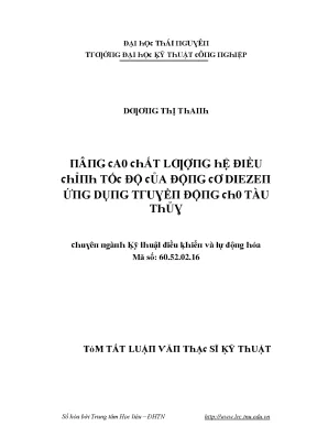 Luận văn nâng cao chất lượng hệ điều chỉnh tốc độ của động cơ diezen ứng dụng truyền động cho tàu thủy