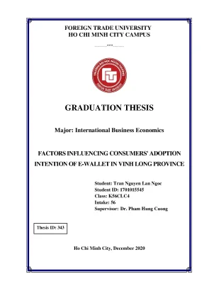 Graduation thesis international business economics factors influencing consumers adoption intention of e wallet in vinh long province