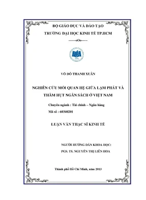 Luận văn nghiên cứu mối quan hệ giữa lạm phát và thâm hụt ngân sách ở việt nam luận văn thạc sĩ kinh tế