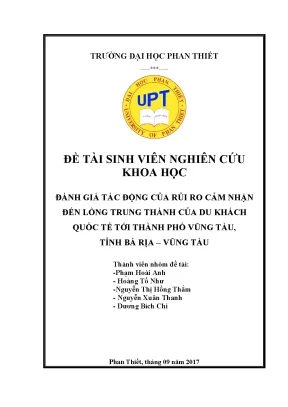 Đánh giá tác động của rủi ro cảm nhận đến lòng trung thành của du khách quốc tế tới thành phố vũng tàu