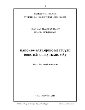Luận văn nâng cao chất lượng hệ truyền động nâng hạ thang máy