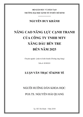 Luận văn nâng cao năng lực cạnh tranh của công ty tnhh mtv xăng dầu bến tre đến năm 2025