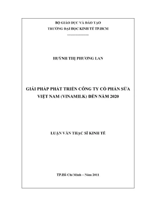 Luận văn giải pháp phát triển công ty cổ phần sữa việt nam vinamilk đến năm 2020 luận văn thạc sĩ